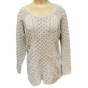 Soft Surroundings Cable Knit Long Sleeve Sweater Beige Women’s M